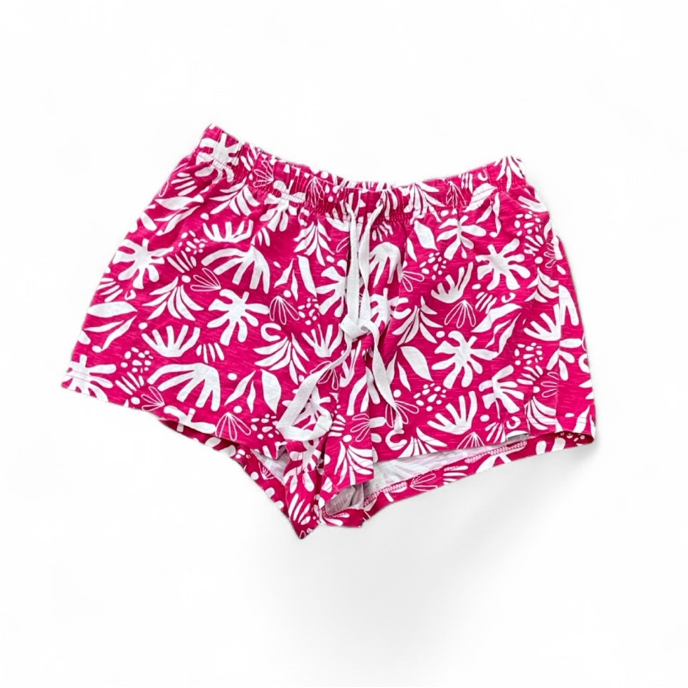 Hot Pink Tropical Drawstring Shorts
